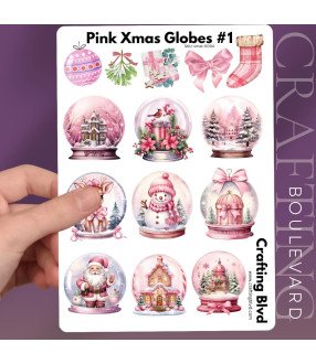 Pink Christmas Snow Globes Collection 1 Stickers