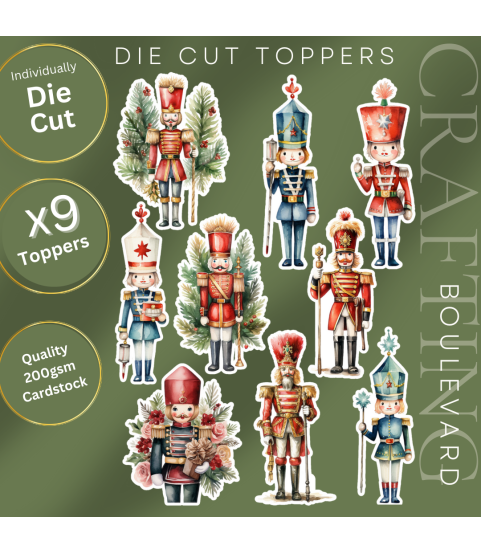 Christmas Nutcrackers Stickers, Die Cut or Card Toppers