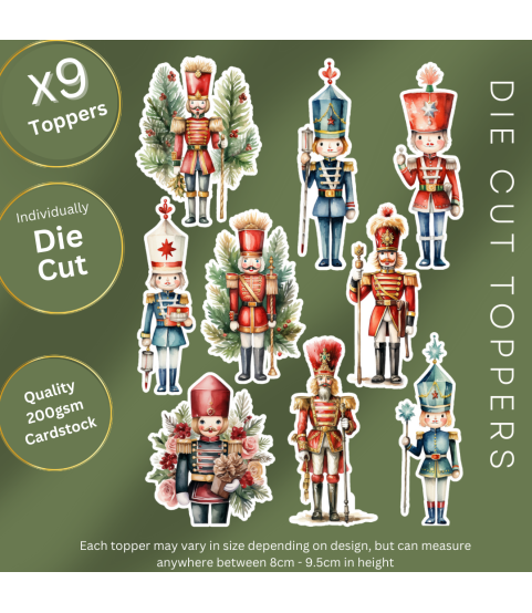 Christmas Nutcrackers Stickers, Die Cut or Card Toppers