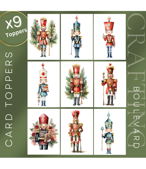 Christmas Nutcrackers Stickers, Die Cut or Card Toppers