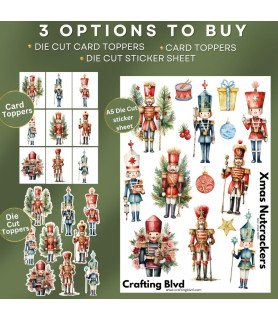 Christmas Nutcrackers Stickers, Die Cut or Card Toppers
