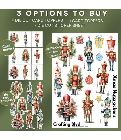Christmas Nutcrackers Stickers, Die Cut or Card Toppers