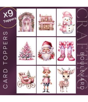 Pink Christmas Collection 1 Card Toppers