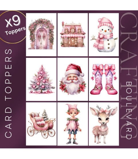 Pink Christmas Collection 1 Card Toppers