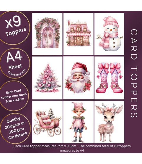 Pink Christmas Collection 1 Card Toppers