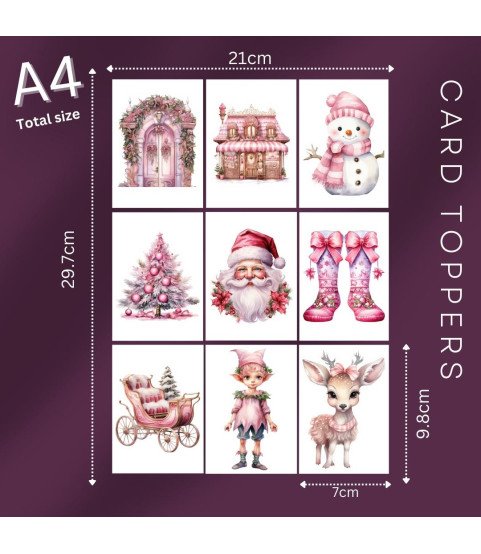 Pink Christmas Collection 1 Card Toppers