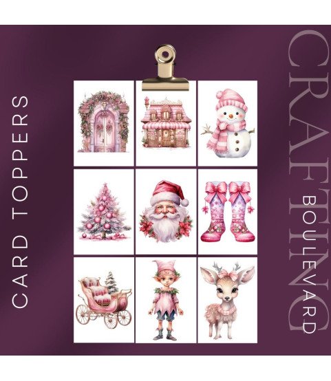 Pink Christmas Collection 1 Card Toppers