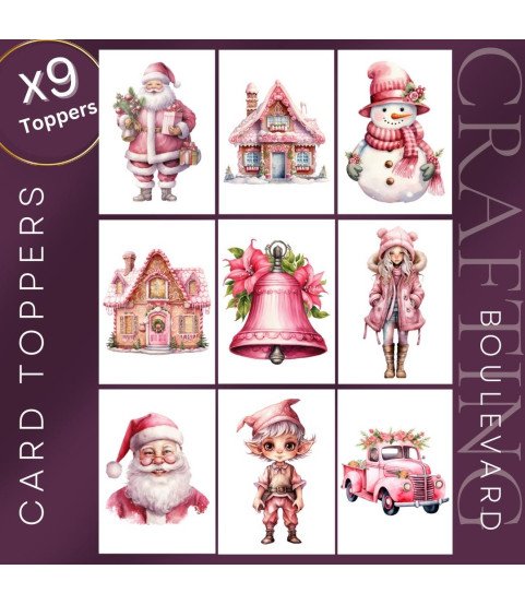 Pink Christmas Collection 2 Card Toppers Pink Christmas Collection 2 Card Toppers