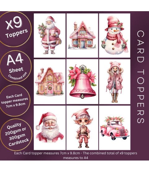 Pink Christmas Collection 2 Card Toppers Pink Christmas Collection 2 Card Toppers