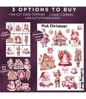 Pink Christmas Collection 2 Card Toppers