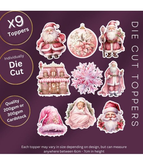 Pink Christmas Collection 3 Die Cut Toppers Pink Christmas Collection 3 Die Cut Toppers