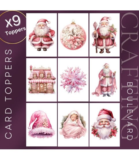 Pink Christmas Collection 3 Card Toppers