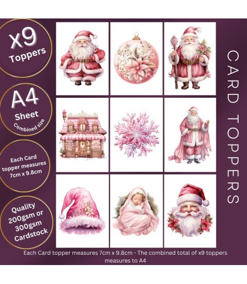 Pink Christmas Collection 3 Card Toppers Pink Christmas Collection 3 Card Toppers
