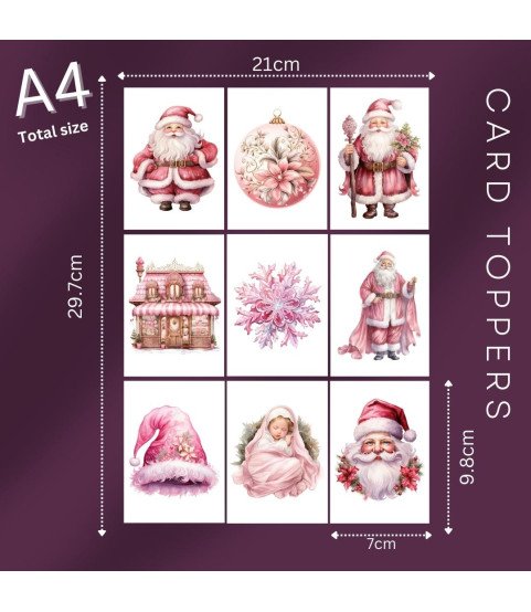 Pink Christmas Collection 3 Card Toppers Pink Christmas Collection 3 Card Toppers