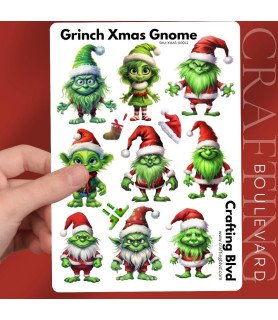 Grinch Christmas Gnome Stickers