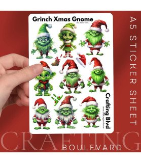Grinch Christmas Gnome Stickers
