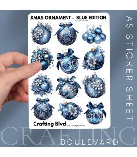 Elegant Blue Christmas Baubles Stickers