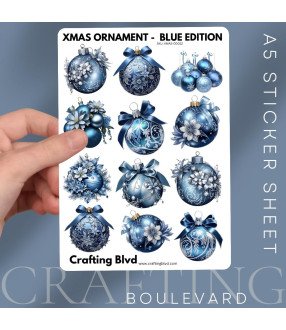 Elegant Blue Christmas Baubles Stickers