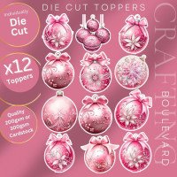 Elegant Pink Christmas Baubles Stickers, Die Cut or Card Toppers