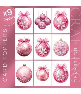 Elegant Pink Christmas Baubles Card Toppers