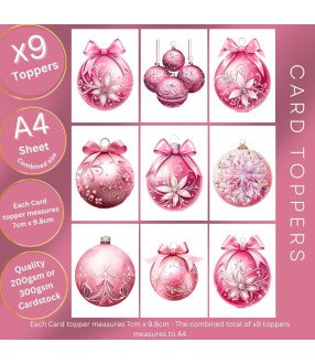 Elegant Pink Christmas Baubles Card Toppers