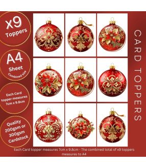 Elegant Red Christmas Baubles Card Toppers