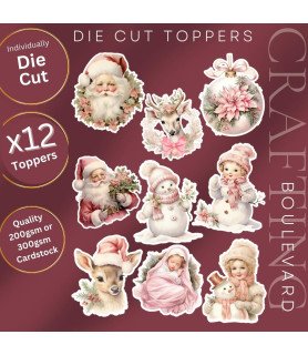 Pink Vintage Christmas Collection 2 Die Cut Toppers
