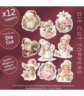 Pink Vintage Christmas Collection 2 Die Cut Toppers
