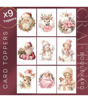 Pink Vintage Christmas Collection 2 Card Toppers