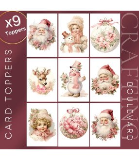 Pink Vintage Christmas Collection 1 Card Toppers