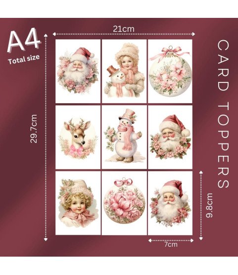 Pink Vintage Christmas Collection 1 Card Toppers