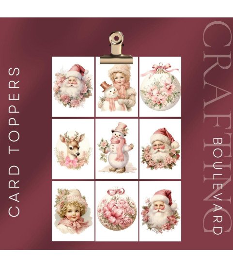 Pink Vintage Christmas Collection 1 Card Toppers