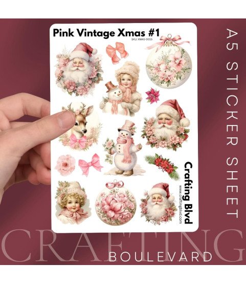 Pink Vintage Christmas Collection 1 Stickers