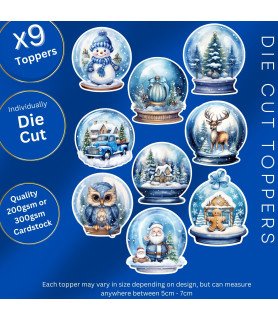 Blue Christmas Snow Globes Collection 1 Die Cut Toppers
