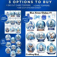 Blue Christmas Snow Globes Collection 1 Stickers, Die Cut or Card Toppers
