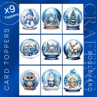 Blue Christmas Snow Globes Collection 1 Card Toppers