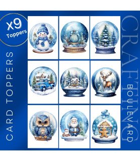 Blue Christmas Snow Globes Collection 1 Card Toppers