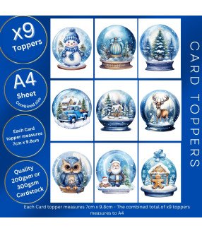 Blue Christmas Snow Globes Collection 1 Card Toppers