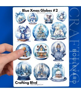 Blue Christmas Snow Globes Collection 2 Stickers