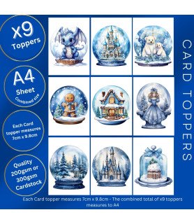Blue Christmas Snow Globes Collection 2 Card Toppers