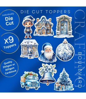 Blue Watercolour Christmas Collection 1 Die Cut Toppers