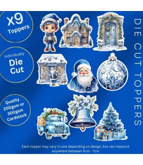 Blue Watercolour Christmas Collection 1 Die Cut Toppers