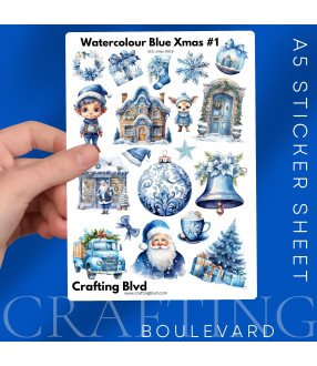 Blue Watercolour Christmas Collection 1 Stickers