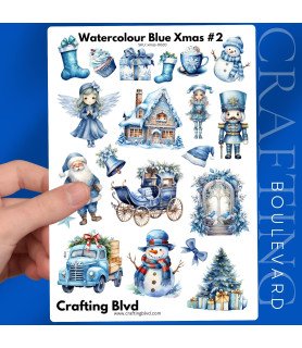 Blue Watercolour Christmas Collection 2 Stickers
