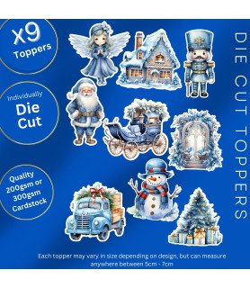 Blue Watercolour Christmas Collection 2 Die Cut Toppers