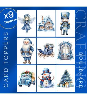 Blue Watercolour Christmas Collection 2 Card Toppers