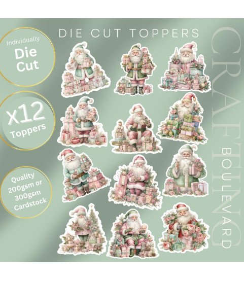 Pastel Vintage Christmas Die Cut Toppers
