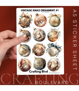 Vintage Christmas Baubles Collection 1 Stickers