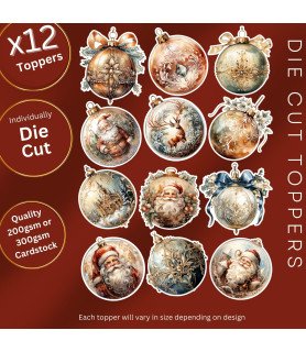 Vintage Christmas Baubles Collection 1 Die Cut Toppers