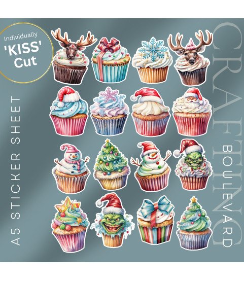 Christmas Cupcakes Stickers Christmas Cupcakes Stickers